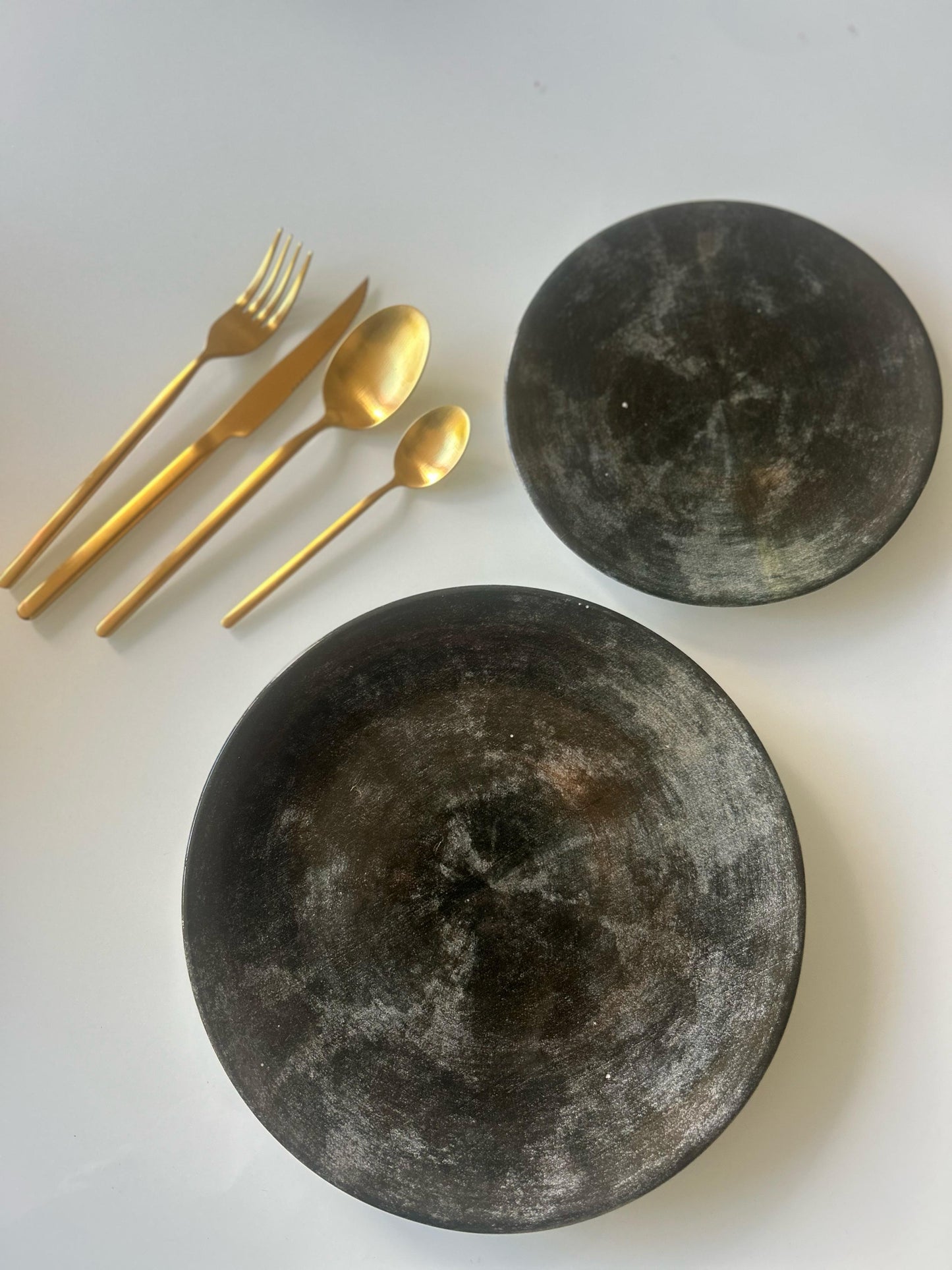 Set de mesa en verde y dorado – 6 piezas