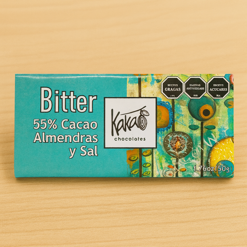 Tabletita de chocolate semiamargo con almendras y sal - 50gr